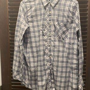 Banana Republic White and Gray Button Down Shirt